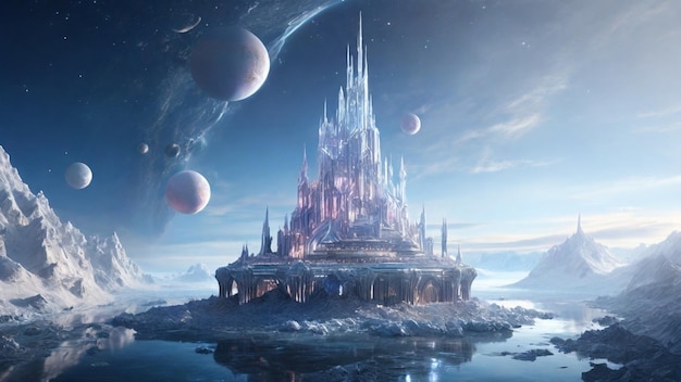 a castle made of crystalline structure