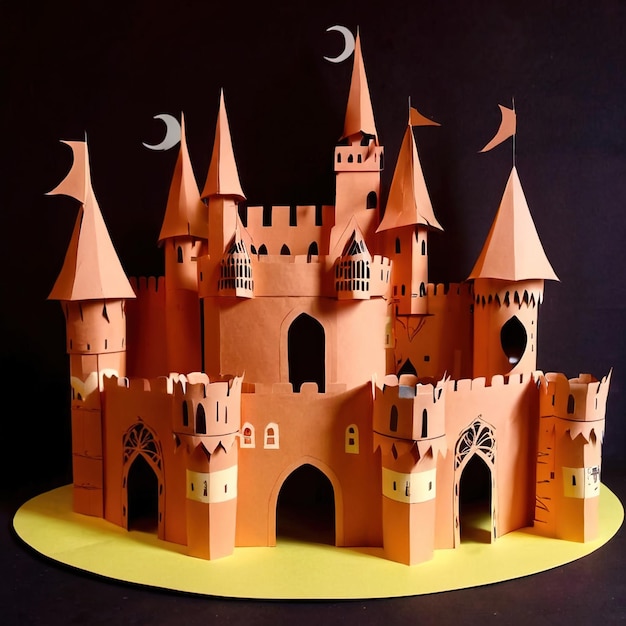 Photo castle made of paper poor defense traditional papercut paper crafted handmade decoration