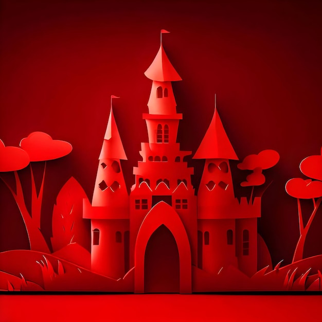 Castle made of red paper