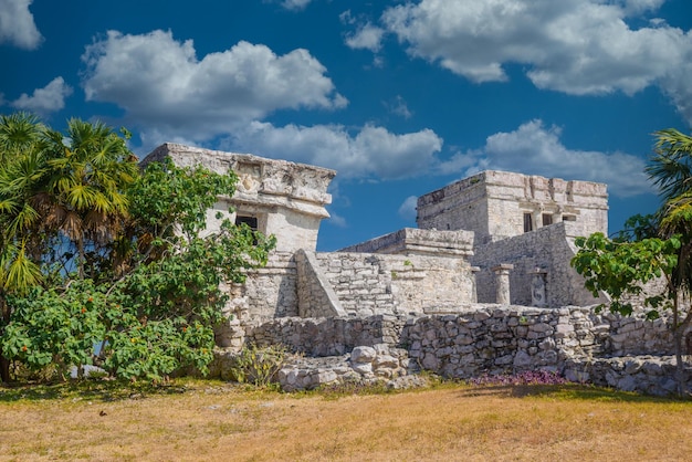 The castle Mayan Ruins in Tulum Riviera Maya Yucatan Caribbean Sea Mexico