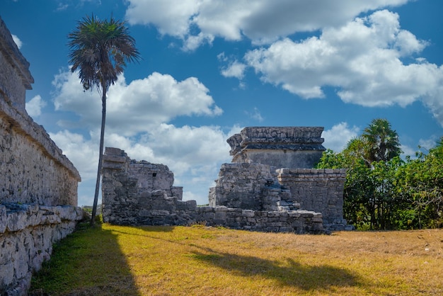 The castle Mayan Ruins in Tulum Riviera Maya Yucatan Caribbean Sea Mexico