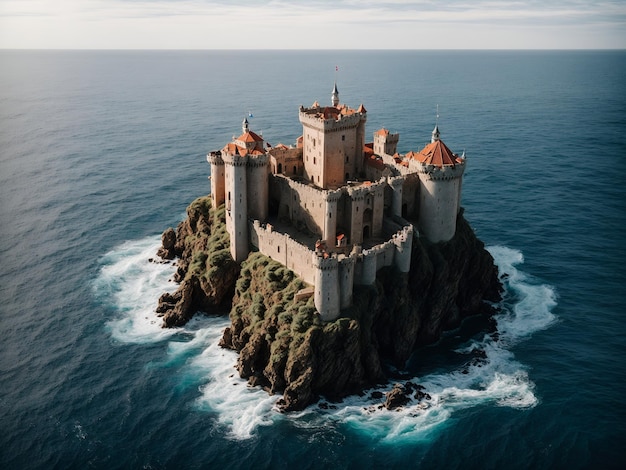 Foto un castello in mezzo al mare