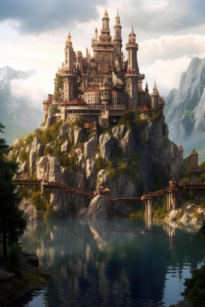 Castle on a mountain by person