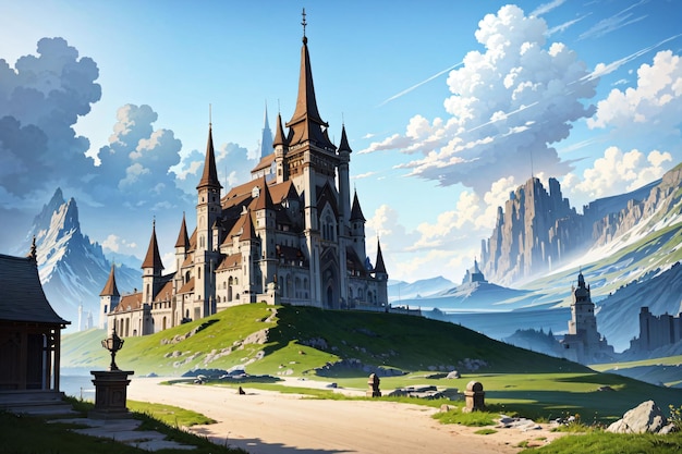 Castle in the mountains wallpaper