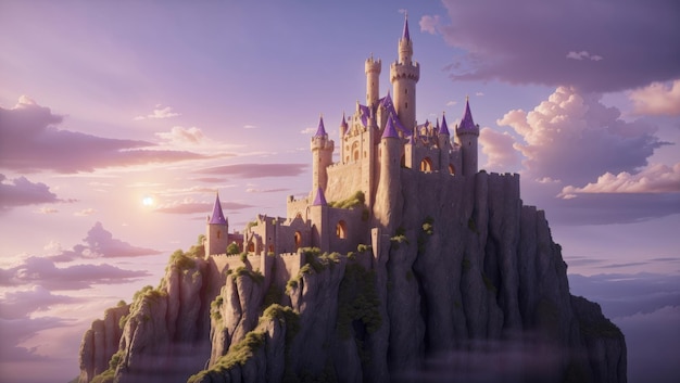 写真 雲の城 魅惑の神秘的な中世の王国