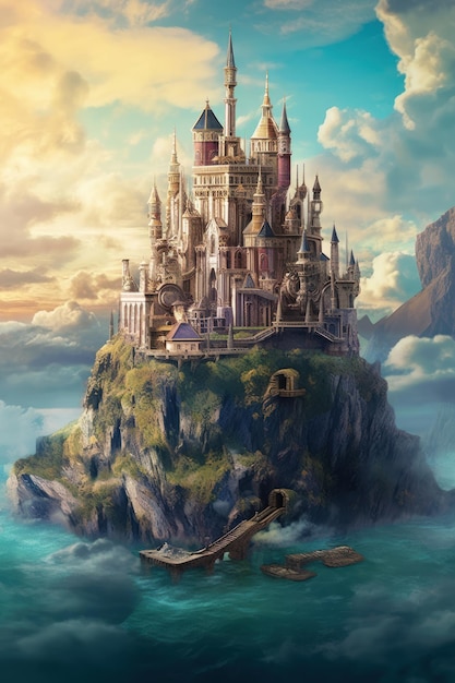 Castle on a rock in the ocean