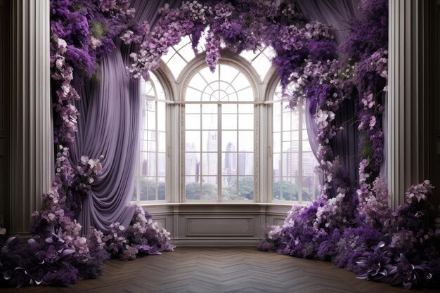 Castle room purple curtain royal mirror Lamp new Generate Ai