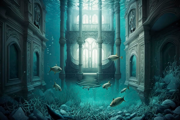 Castle room under water