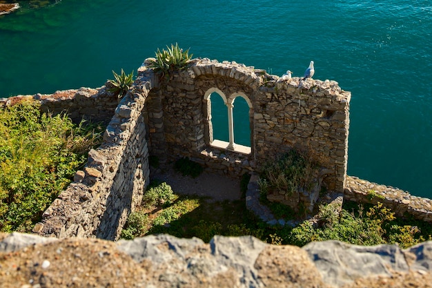 Castle ruin on portovenere coast