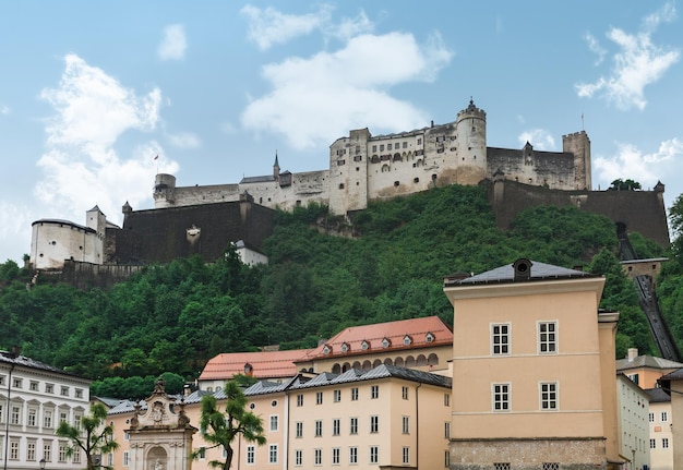 Castle in Salzburg on a mountain top