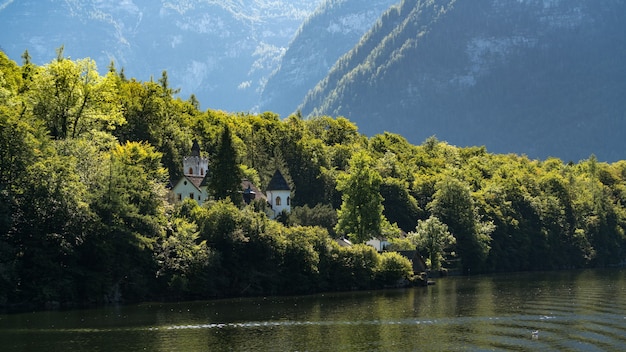 Castle Schloss on the Shoreline of Lake Hallstatt