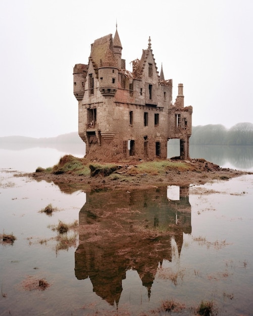 Photo a castle on the water is surrounded by water