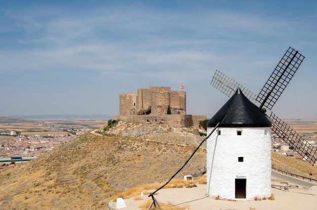 castle and windmill of consuegra spain