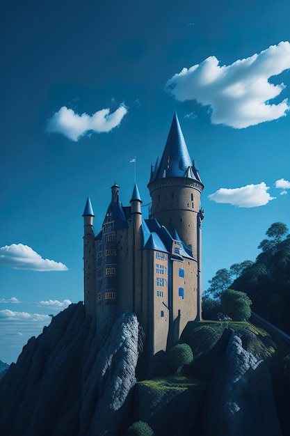 Photo castle with blue sky background generative ai