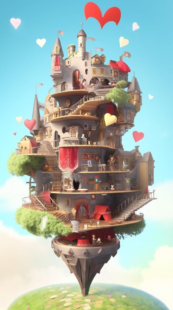 A castle with a heart on it