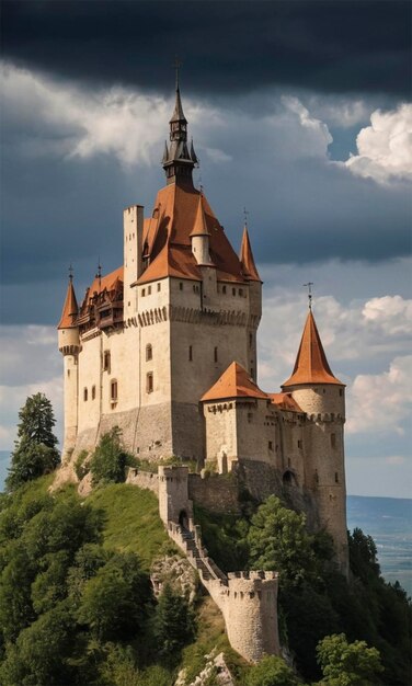 Foto un castello con una torre in cima