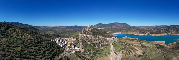 Castle of zahara de la sierra and zahara de la sierra village a famous white village in cadiz spain