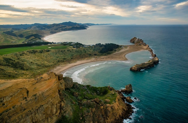 Castlepoint from a helicopter the air