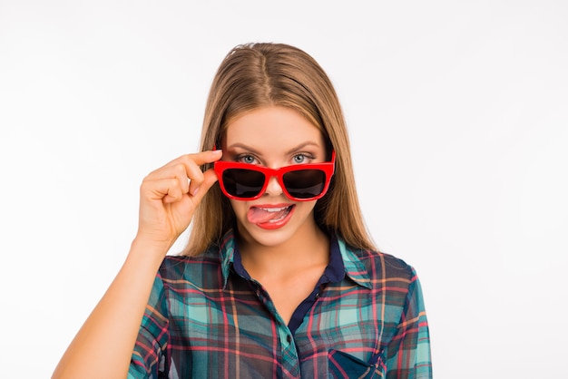 Casual blonde woman in a shirt