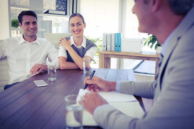 Casual business people speaking together 