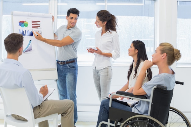 Casual businessman giving presentation to colleagues