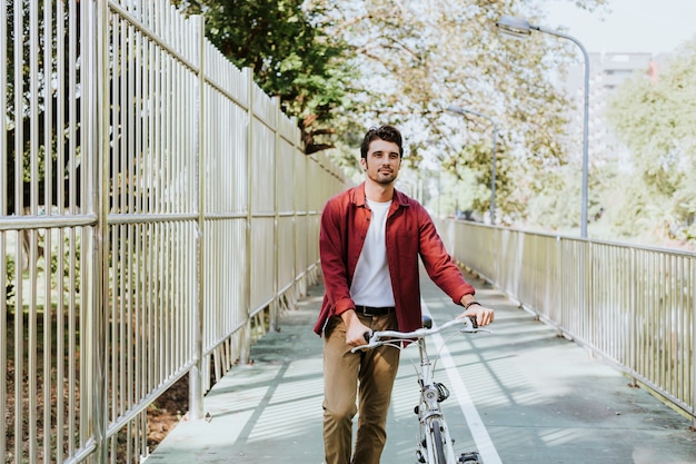 Casual cyclist in a park