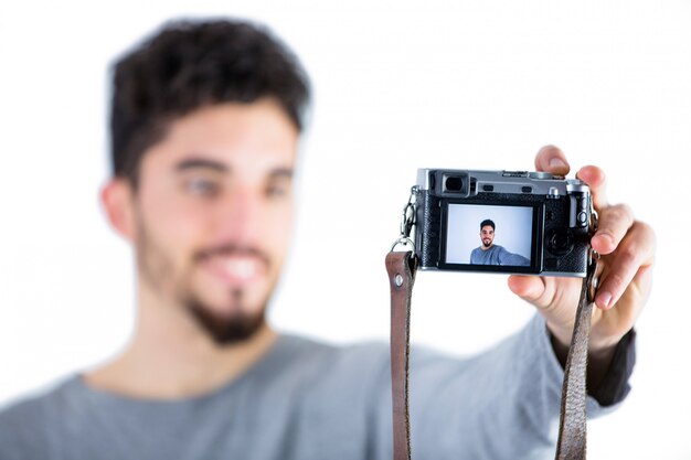 Casual man taking a selfie