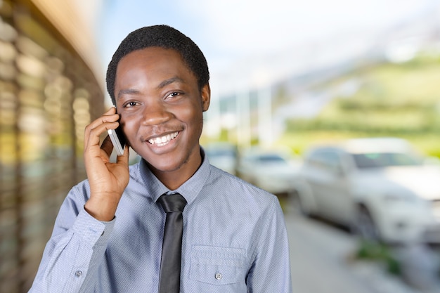 Casual man talking on phone