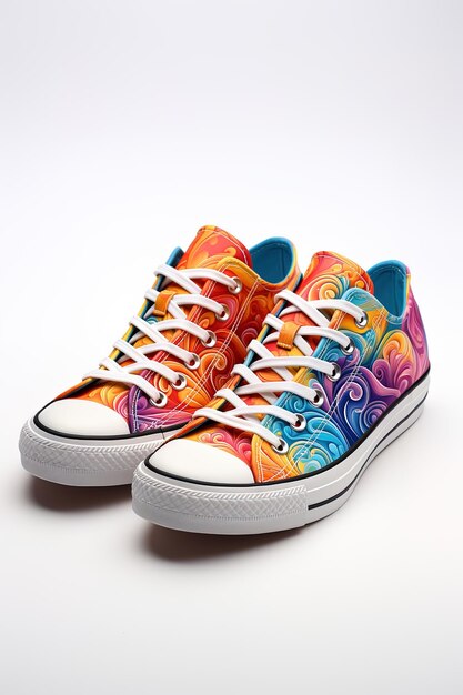 Casual sneakers with attractive multicolor fractal design GEnerative AI