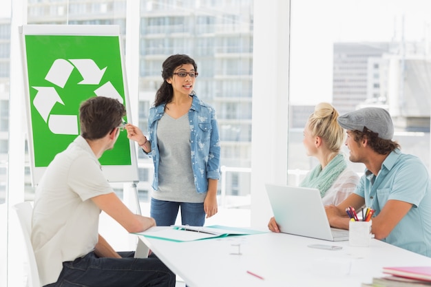 Casual team having meeting about eco policy