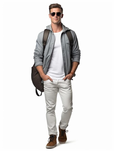 casual urban guy on white