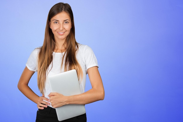 Casual woman with a laptop