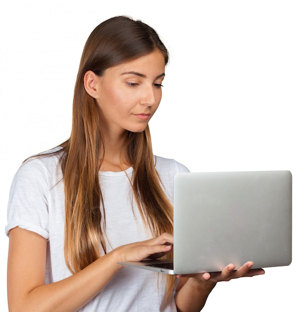 Casual woman with a laptop