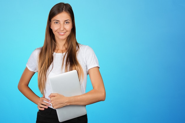 Casual woman with a laptop