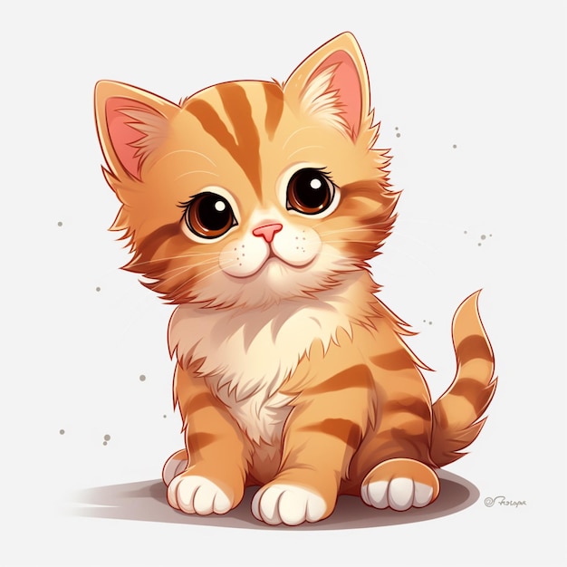 Premium AI Image | Cat 2d vector illustration cartoon in white