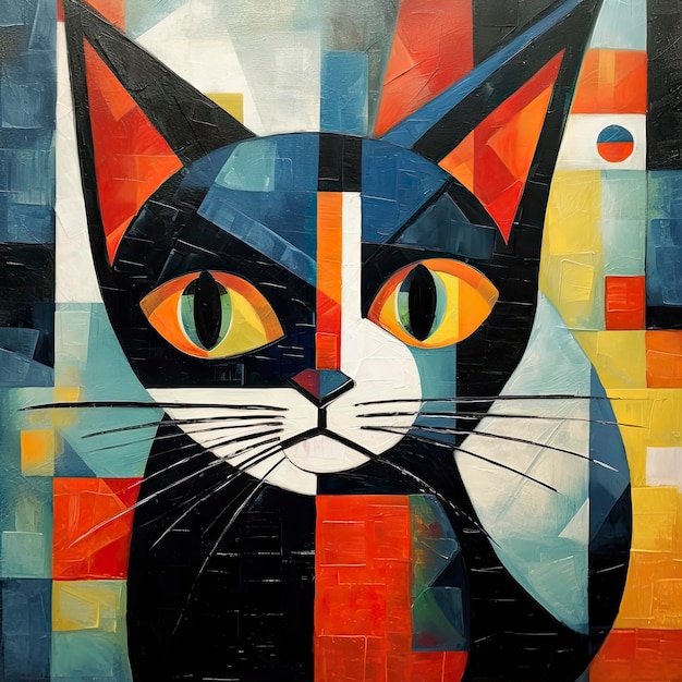 Cat in abstract art