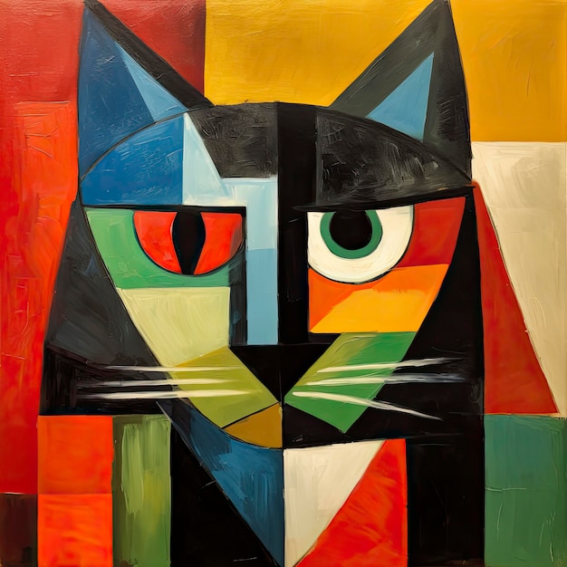 Cat in abstract art