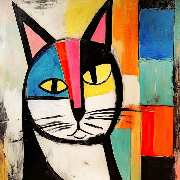 Cat in abstract art