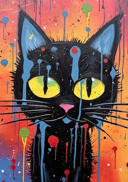 Cat in abstract art