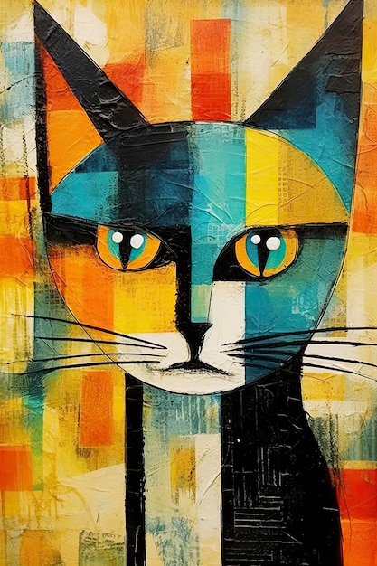 Cat in abstract art