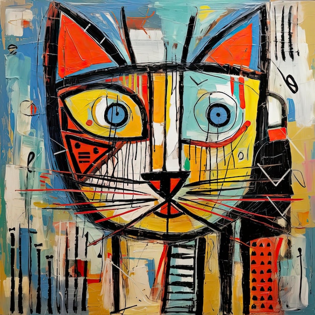 Cat in abstract art