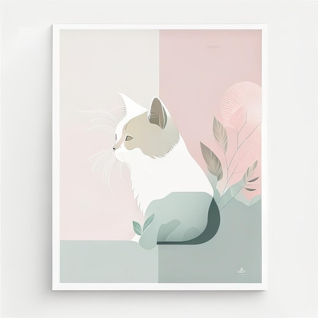 Cat in abstract illustration Generated AI