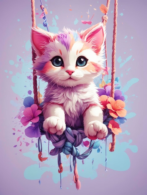 Cat adventure pastel fantasy