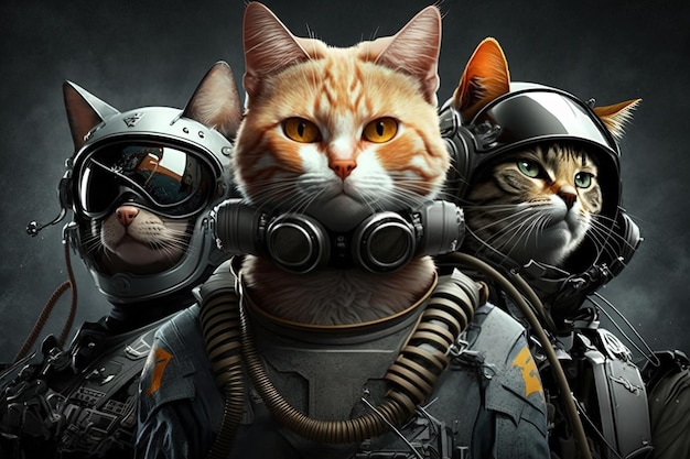 Cat army concept