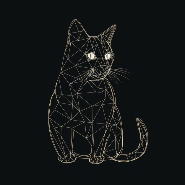 Foto arte del gatto linea semplice minimo vettoriale indietro arte generata da ai