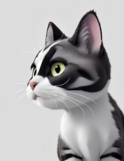 cat artblack and whitewhite background