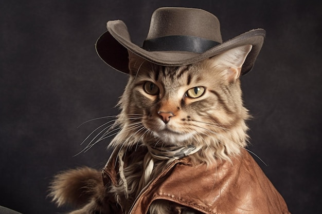 Cat as a Wild West cowboy