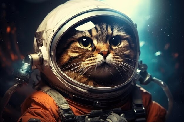 Cat astronaut portrait