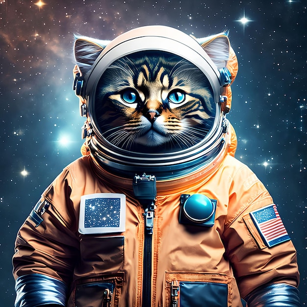 Cat in astronaut suit generative art by AI