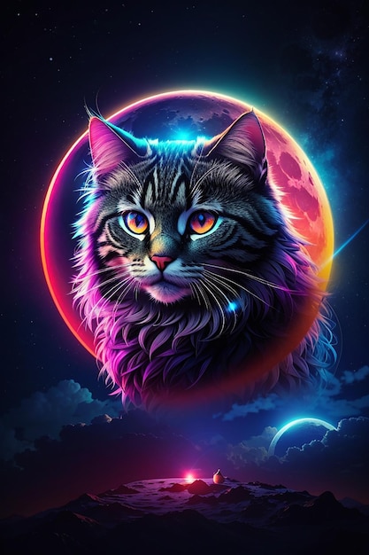 Poster Neon Cat - PIXERS.UK